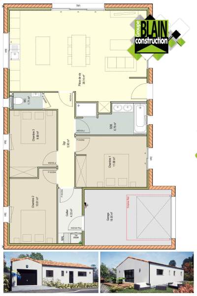Plan maison plain pied garage
