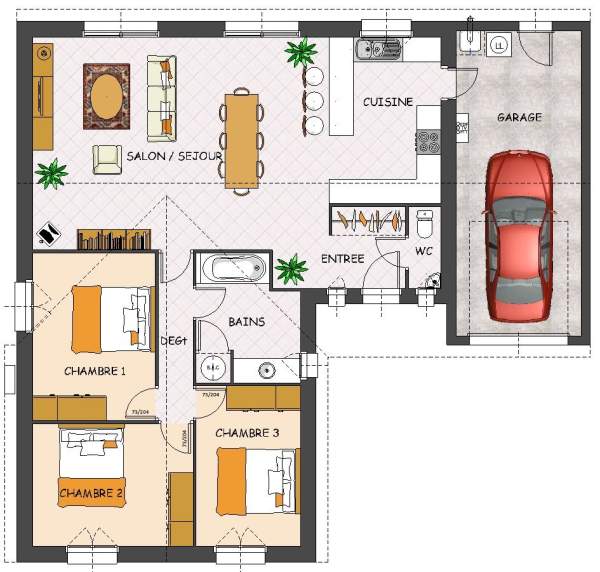 Plan maison plain pied garage