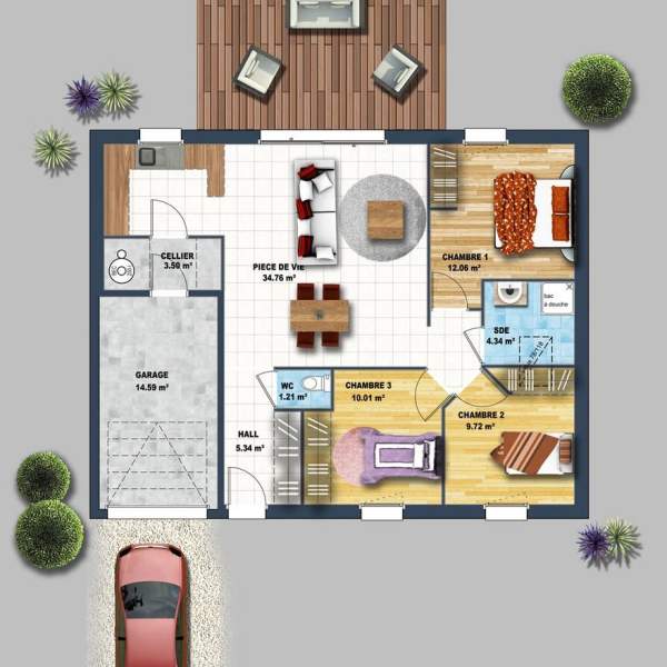 prix maison plain pied 100m2 garage