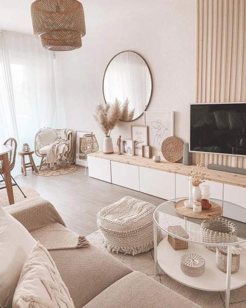 meubles de salon en bois blanc